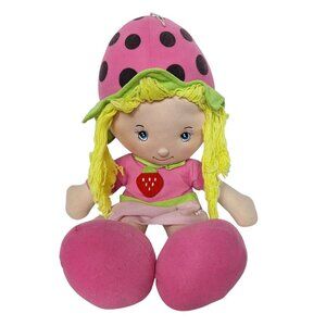 Strawberry Shortcake Plush Doll with Pink Polka Dot Hat and Strawberry Shirt 25"